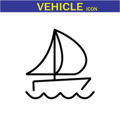 Vehicle Line Editable Icon. Vector illustration in modern thin line style of transport icons types: taxi, train, helicopter, bus, ship, plane, tram and more. EPS 10.