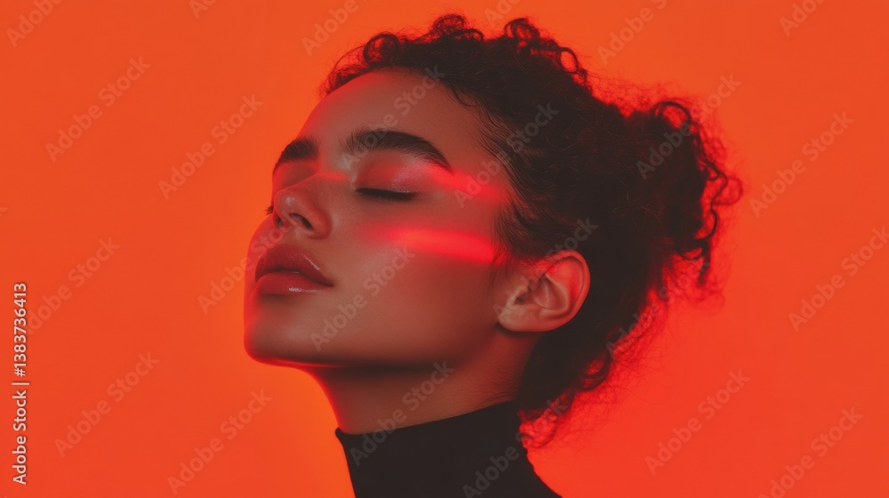 Poster chromatic emotion gen z minimalist portrait exploring inner resilience through bold monochromatic de