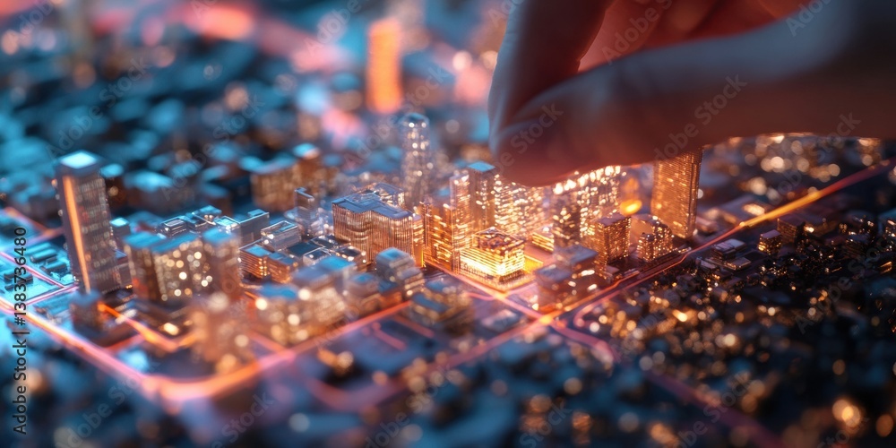 Aufkleber futuristic urban micro-design precision engineering meets smart city innovation, transforming archit