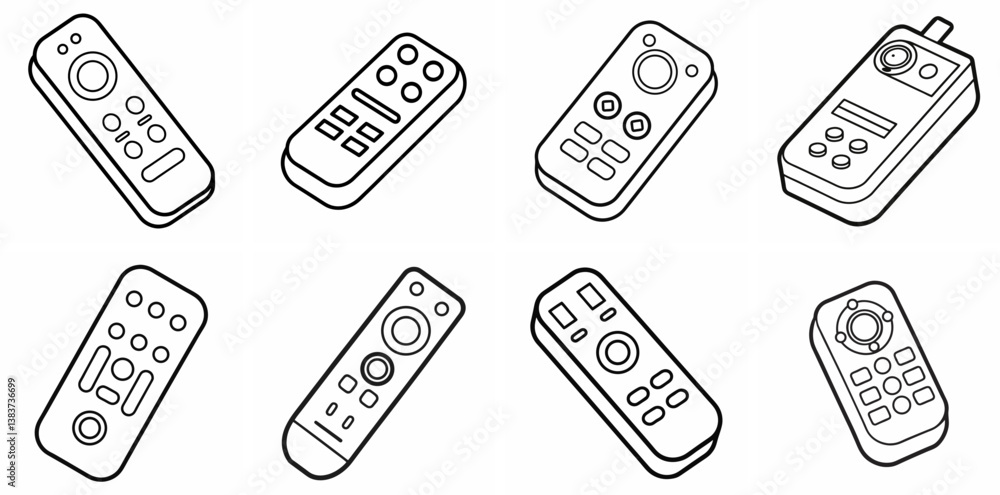 Poster remote outline vector – line art drawing for coloring book page on white background