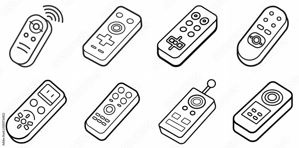 Poster remote outline vector – line art drawing for coloring book page on white background