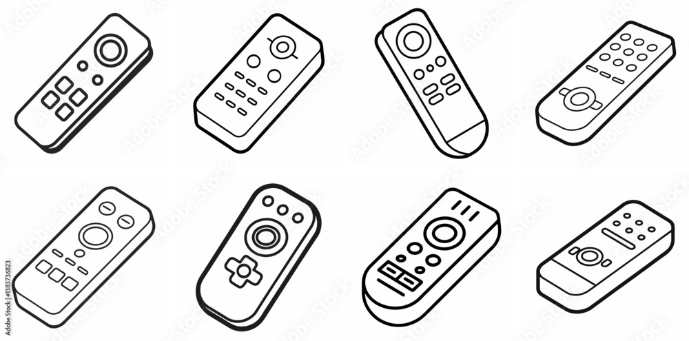 Poster remote outline vector – line art drawing for coloring book page on white background