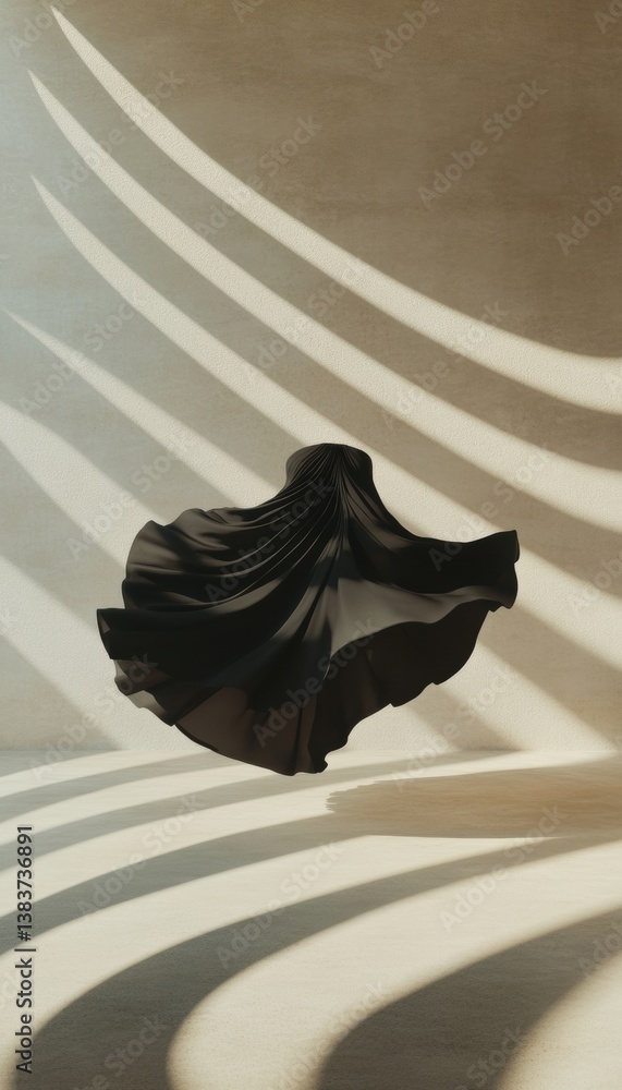 Aufkleber sculptural shadow play fluid fabric silhouette exploring minimalist design trends in avant-garde fas