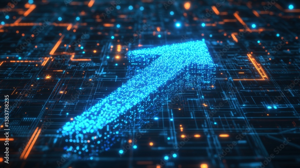 Poster digital transformation arrow highlighting progress and innovation in technology data visualization m