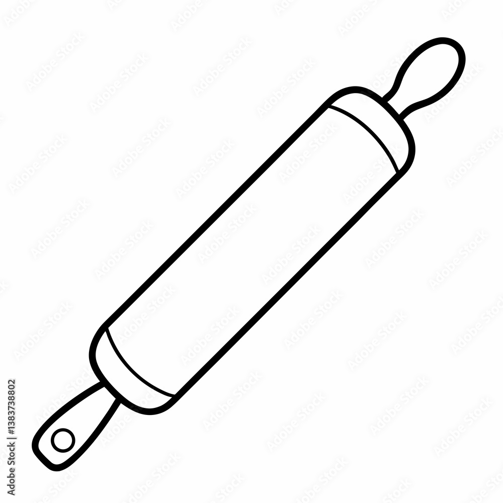 Aufkleber rolling pin outline vector – line art drawing for coloring book page on white background