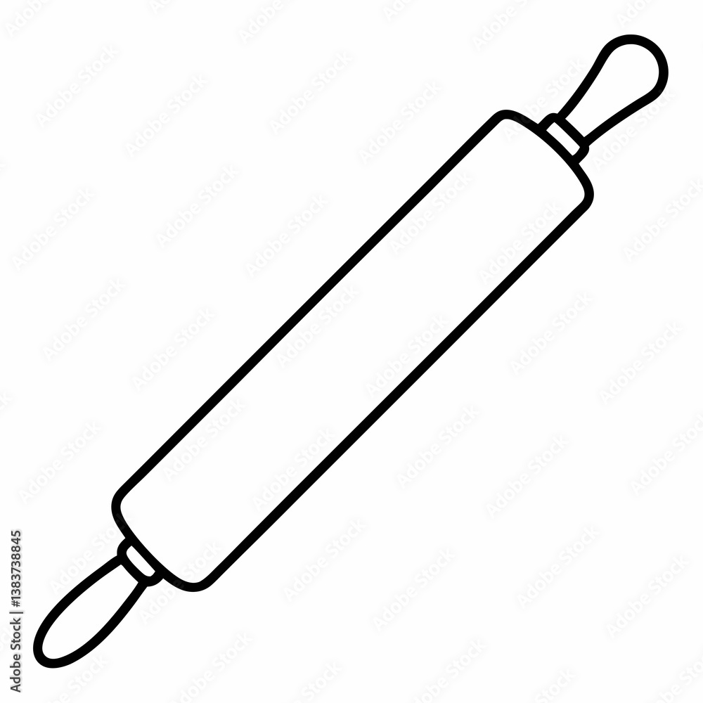 Aufkleber rolling pin outline vector – line art drawing for coloring book page on white background