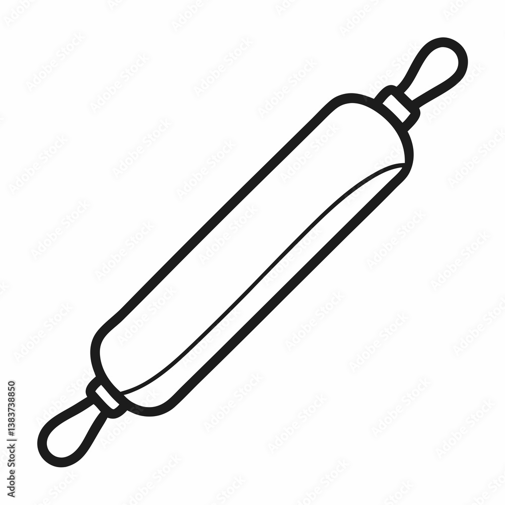 Poster rolling pin outline vector – line art drawing for coloring book page on white background