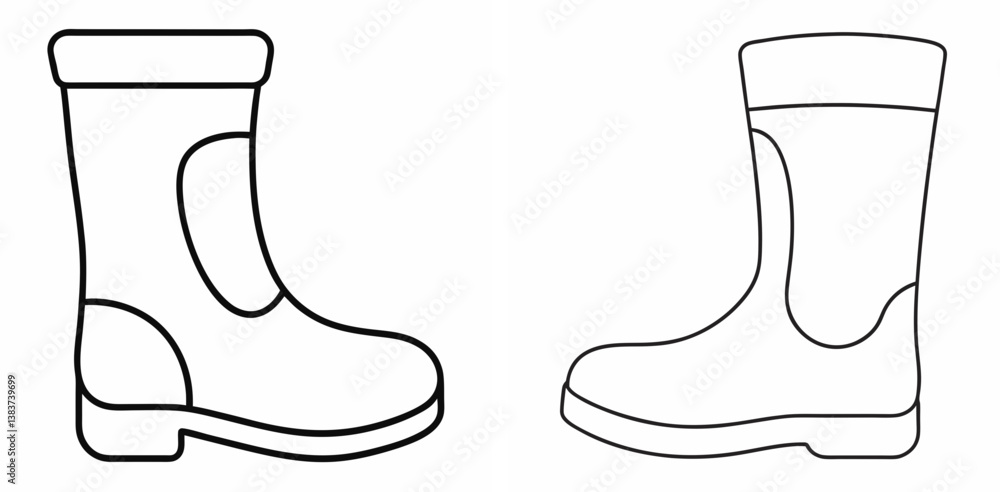 Aufkleber rubber boot outline vector – line art drawing for coloring book page on white background