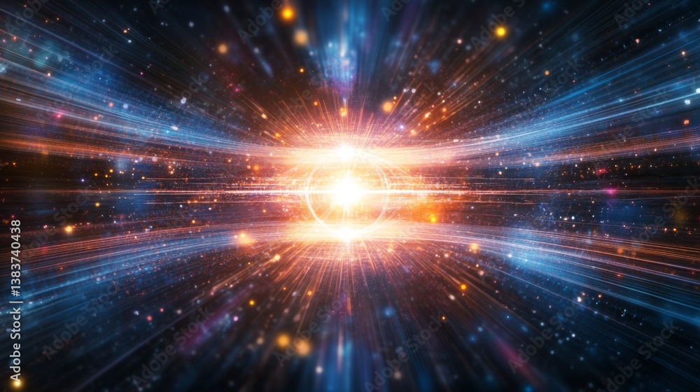 Poster cosmic journey through light and energy outer space digital art sci-fi environment abstract viewpoin