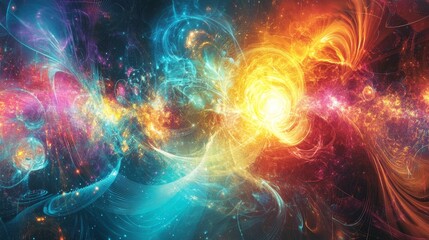 Fototapeta premium Cosmic explosion event outer space digital art vibrant colors abstract view universal concepts for imagery