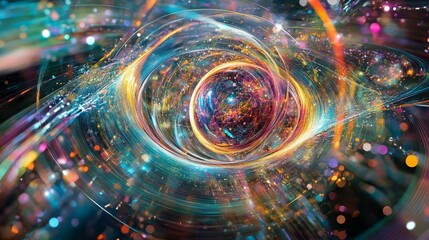 Obraz premium Exploring cosmic energy swirls abstract universe digital art colorful environment close-up view visual concept for imagination