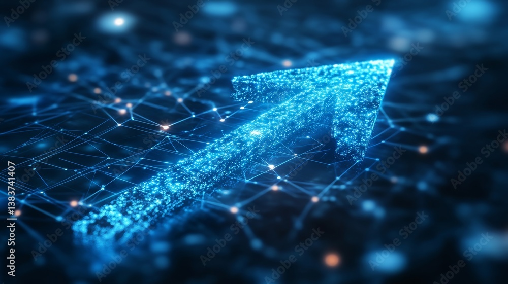 Poster digital arrow progression in networked technology abstract visualization futuristic environment high