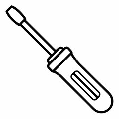 Fototapeta premium Screwdriver Outline Vector – Line Art Drawing for Coloring Book Page on White Background