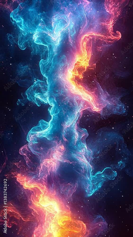 Poster futuristic technology background with vibrant colors and fluid animations in vertical design