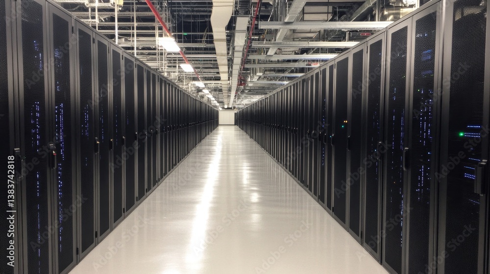 Poster data center operations modern facility technology infrastructure controlled environment wide-angle v