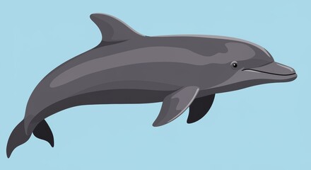 Fototapeta premium Dolphin Swimming in the Ocean Illustration – Marine Wildlife, Underwater Scene, Aquatic Animal