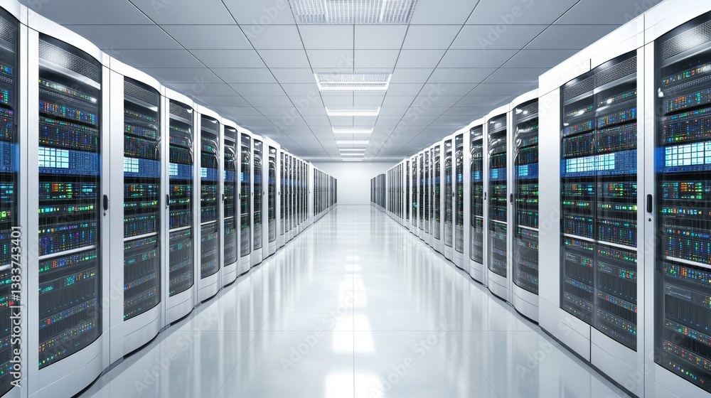 Aufkleber data center operations management modern facility digital infrastructure clean environment wide-angl