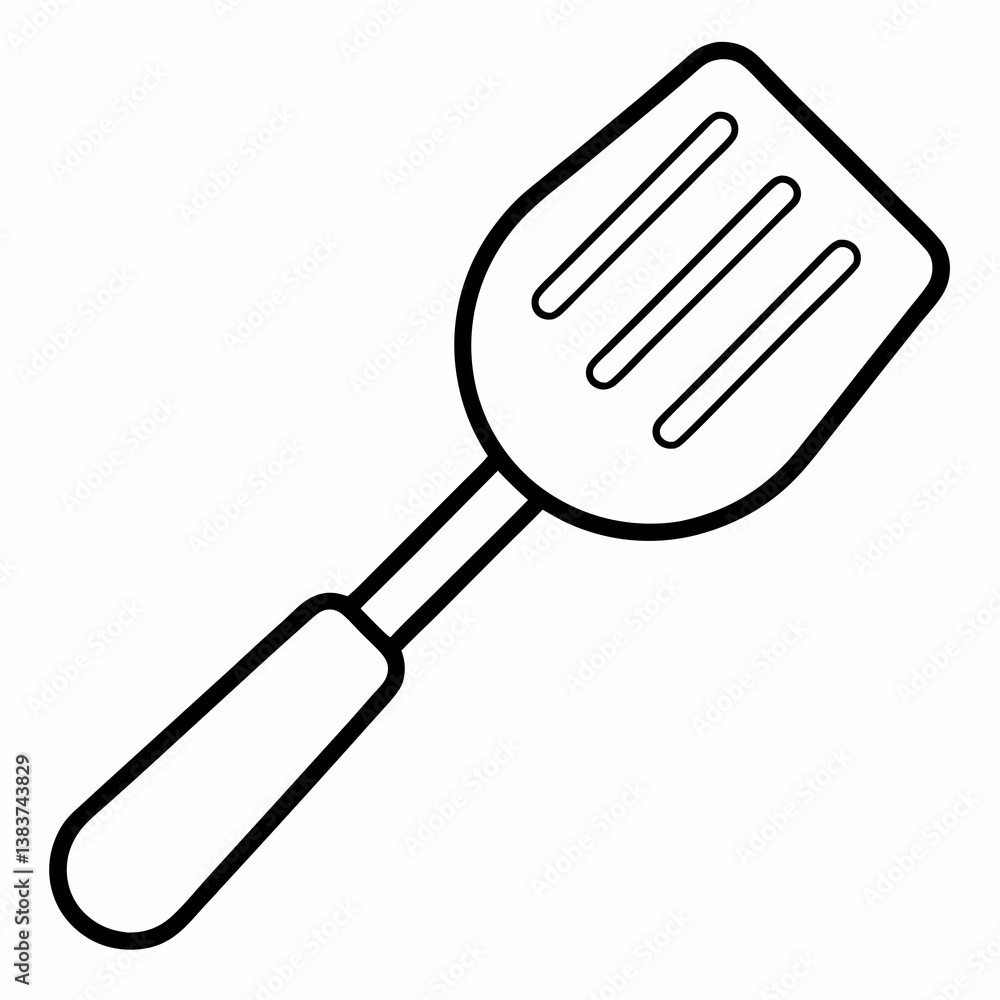 Aufkleber spatula outline vector – line art drawing for coloring book page on white background