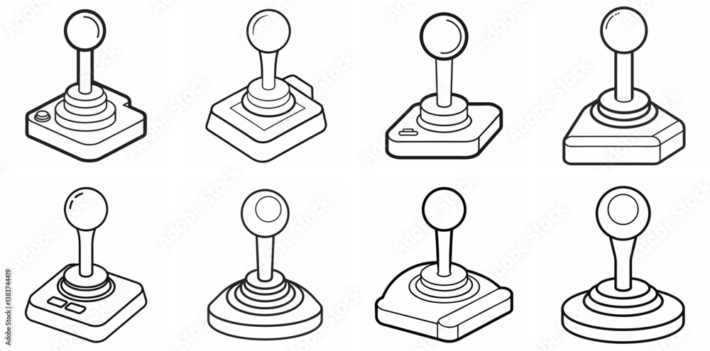 Poster sport joystick outline vector set – line art drawing for coloring book page on white background