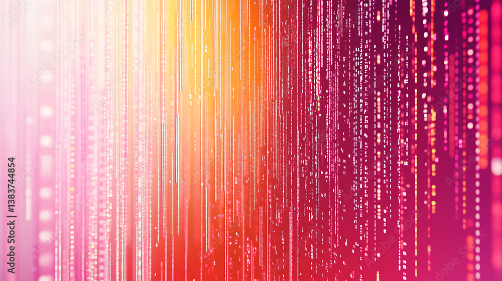 Poster Vertical columns of binary code against a gradient background, representing data and technology