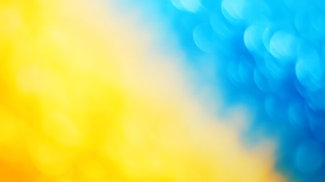 Vibrant blue and yellow gradient bokeh effecta luminous backdrop for winter to spring transition