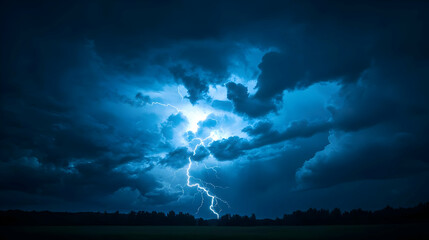 Fototapeta premium Dramatic Night Storm With Lightning