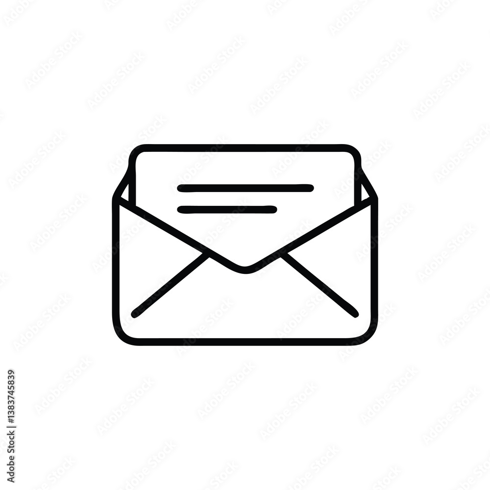 Poster simple line art illustration of an open envelope with a message