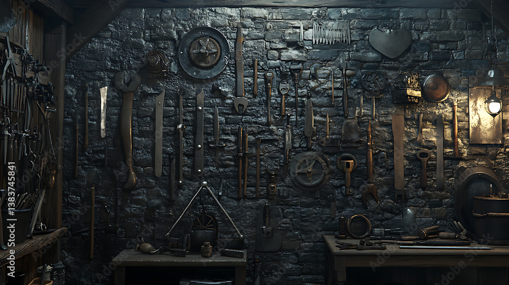 Poster Wall in the workshop displaying numerous tools