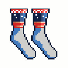 Pixel Art Style Christmas Socks with Snowflake Pattern