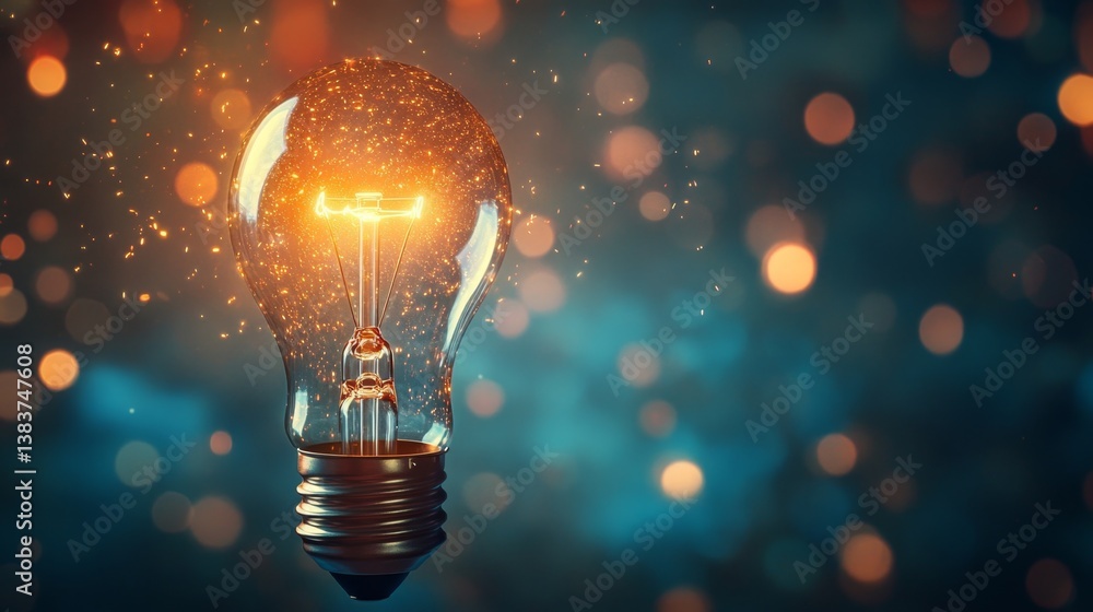 Aufkleber illuminating inspiration sparkling light bulb against a bokeh background abstract art warm environme
