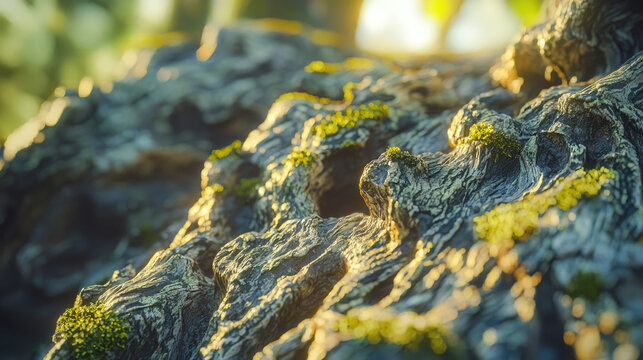 Mossy rock texture nature landscape scenic outdoor environment sunlight