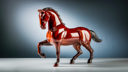 Glossy red horse figurine on display