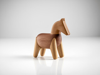 Wooden horse figurine on white surface