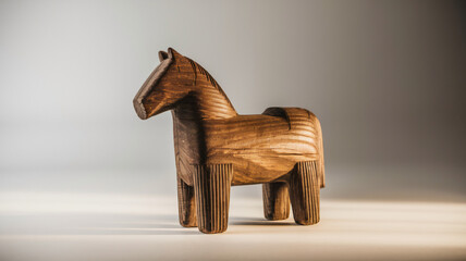 Wooden horse figurine on a light background