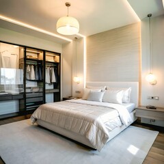 Minimalist Real Estate Bedroom with Cozy Atmosphere and Stylish Furniture – Move-in Ready Appeal