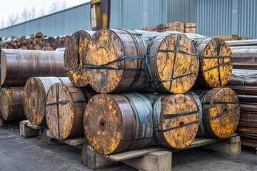 Packed rolls of steel sheet, Cold rolled steel coils .