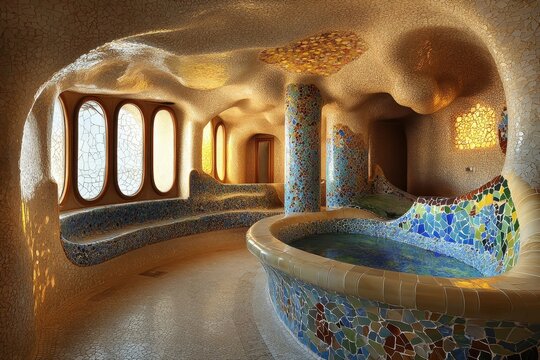 Park Guell in Barcelona Spain A creatively designed house by the seaside .