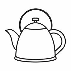 Obraz premium Tea Kettle Outline Coloring Book Page Line Art