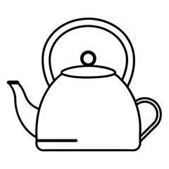 Obraz premium Tea Kettle Outline Coloring Book Page Line Art