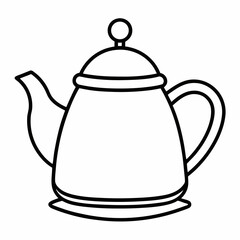 Obraz premium Tea Kettle Outline Coloring Book Page Line Art