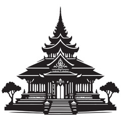 Eternal Temple silhouette, embodying the long-lasting legacy of spiritual devotion &ndash; Temple illustration &ndash; Temple vector &ndash; Divine building silhouette

