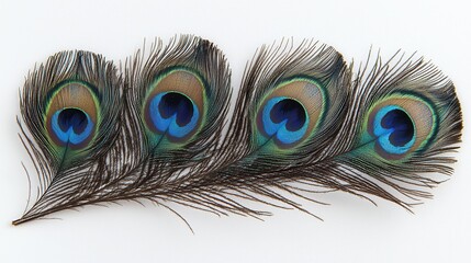 Obraz premium Peacock feathers against white background