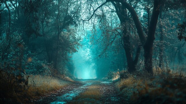 Mysterious forest path revealed enchanted woods photography serene environment captivating view nature's secrets