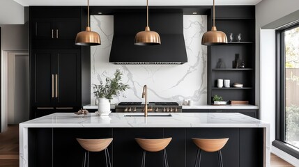 Modern Elegant Kitchen with Black and Gold Accents
