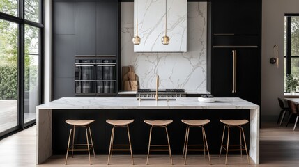 Modern Black and White Kitchen with Stylish Finishes