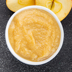 Apple puree natural ingredient tasty fresh gourmet food background table rustic food top view copy space