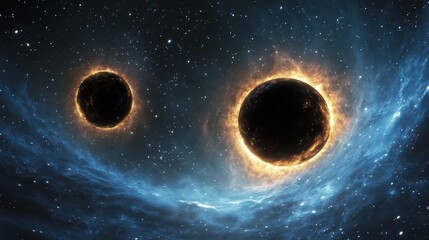Two planets orbiting a black hole in outer space