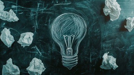 Creative innovation concept office drawing modern workspace overhead view brainstorming ideas