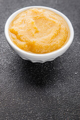 Apple puree natural ingredient tasty fresh gourmet food background table rustic food top view copy space