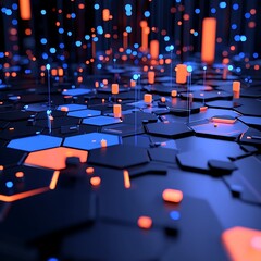 Obraz premium Futuristic Hexagonal Network